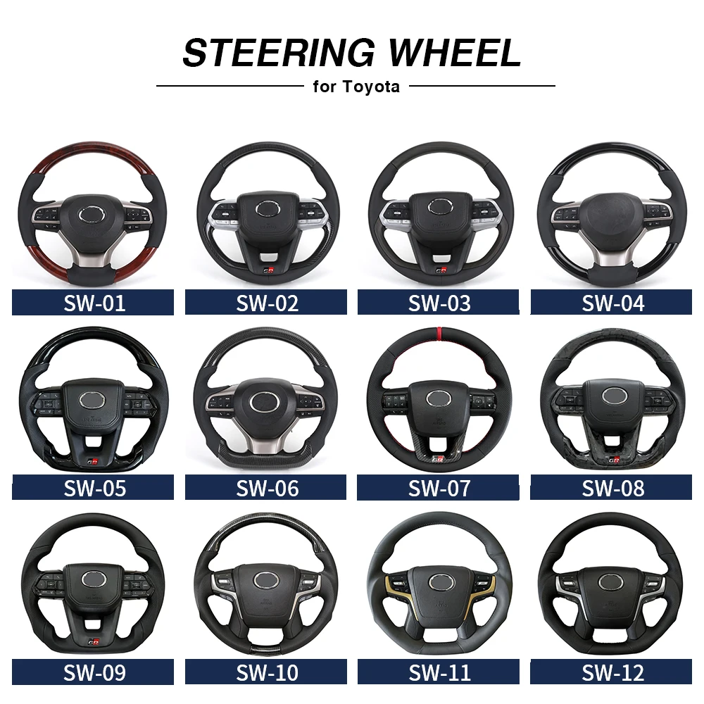 Custom GR Style Black Leather Wooden Steering Wheel for Toyota Corolla 4Runner Crown RAV4 Fortuner Yaris Prius Lexus Lx570 GX470