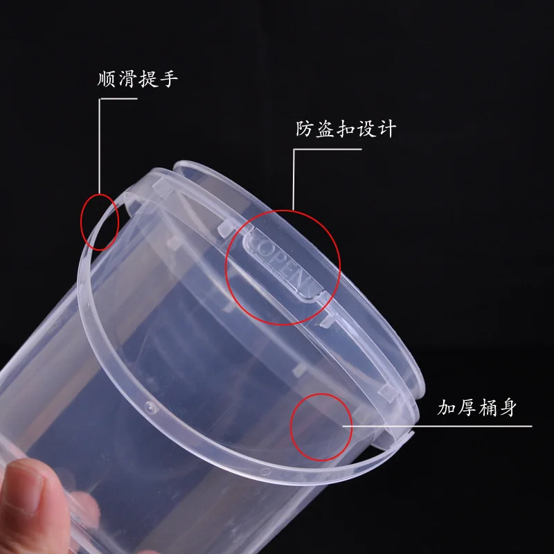 Custom Logo Printed Disposable PP Clear Party Bucket 1000ml Plastic Cup with Handle and Lid for Tea Juice Milk Large Capacity