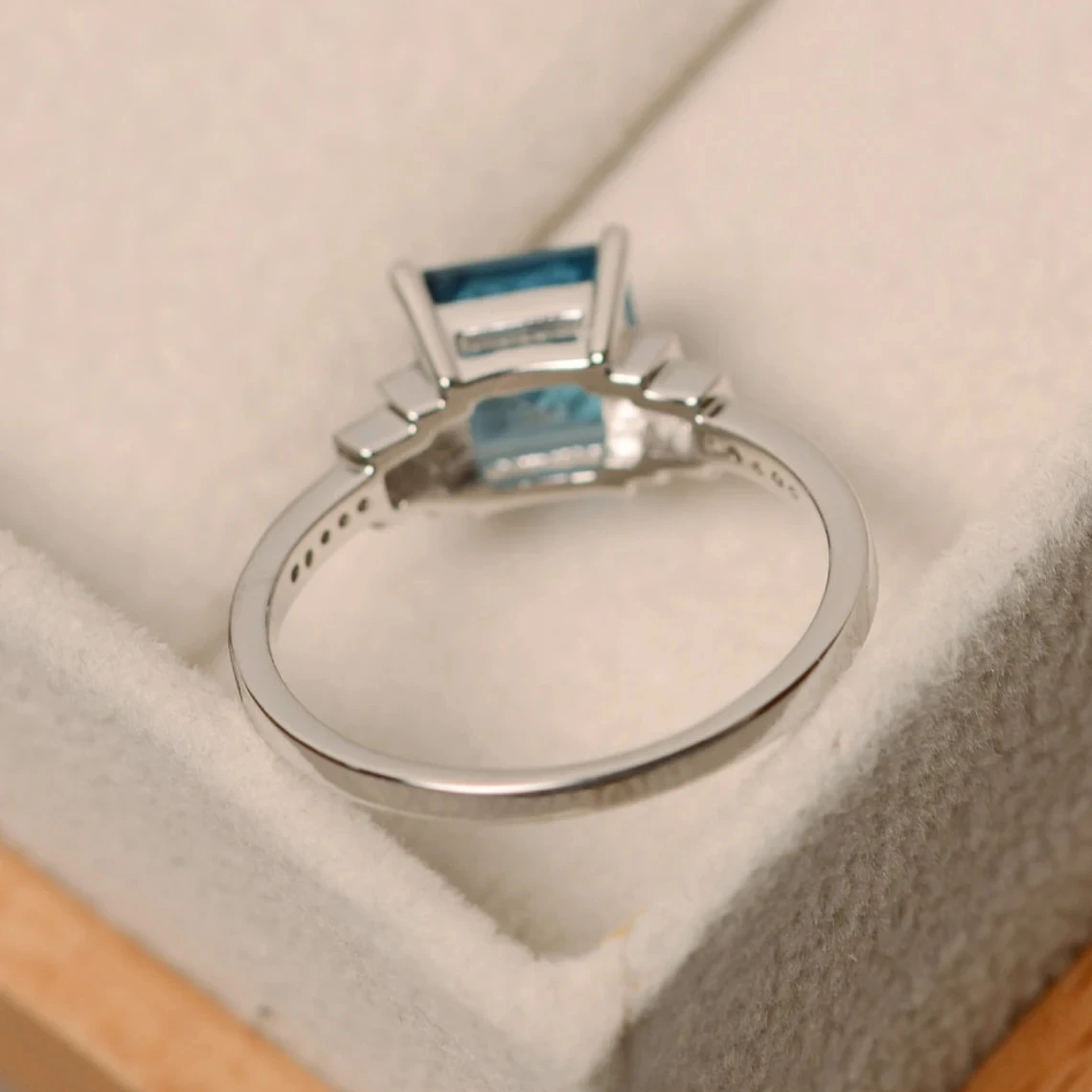 November Birthstone London Blue Topaz Ring Square Cut Ring Sterling Silver For Women Engagement Ring