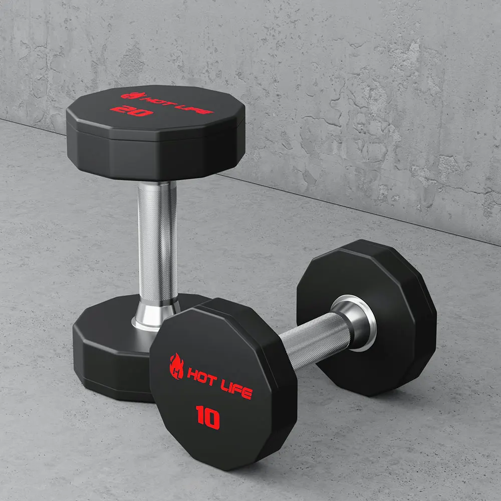 Bodybuilding Commercial lb kg Black PU Urethane Dumbbells Factory Price