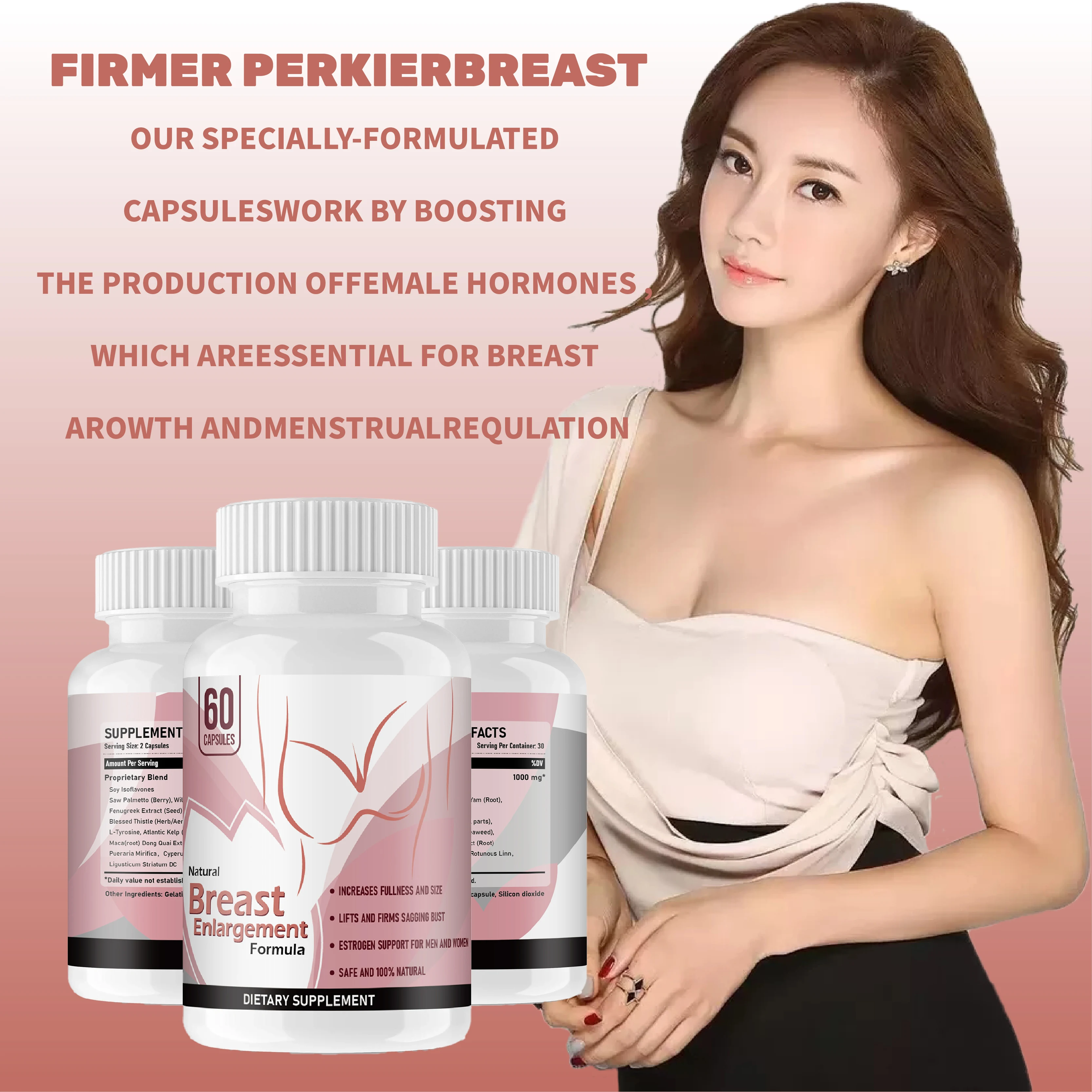 Best Selling Breast enlargement And Enhancement Capsule Woman Abundant Big Breast Herbal Tea Capsules Big Fuller Boob Pills