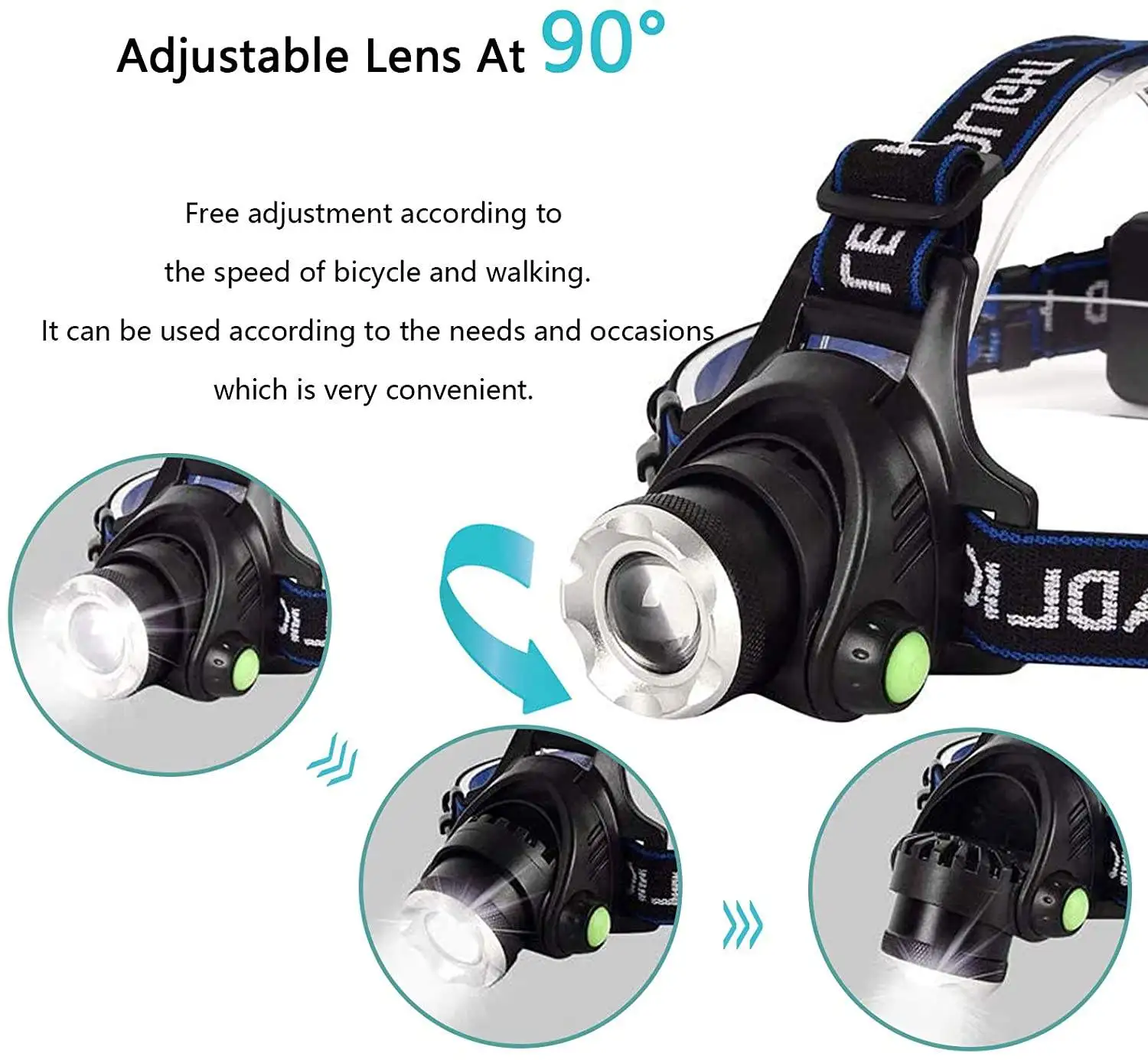 Powerful Rechargeable High Power Zoom Head Torch Lamp Flashlight Cheap Waterproof T6 Led Headlamps For Camping Fishing