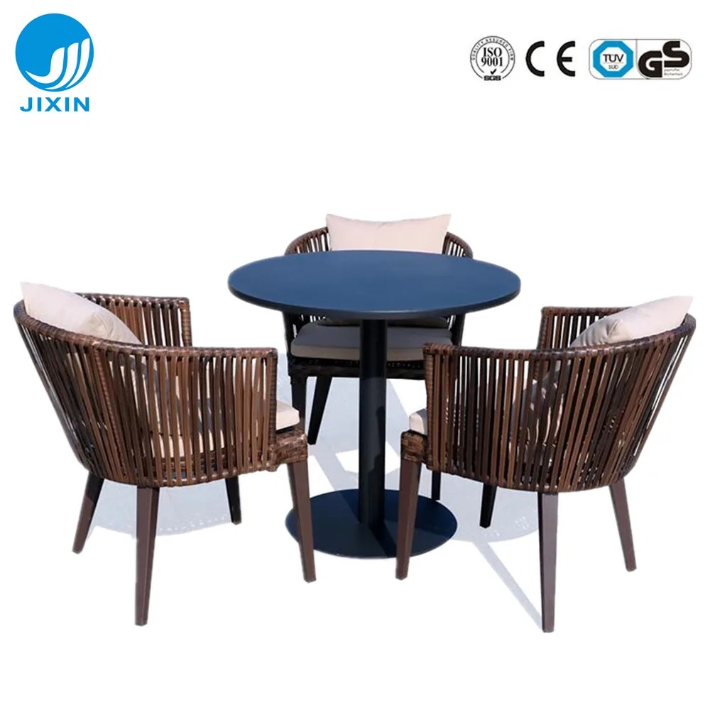 
Outdoor Patio restaurant Rust Proof rattan wicker garden furniture desk chair Set with coffee table 