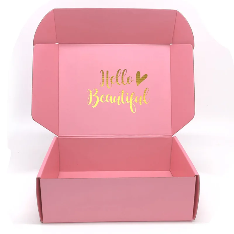 Pink corrugated custom printed package mailer box cosmetic skin care corrugated shipping mailer packaging box