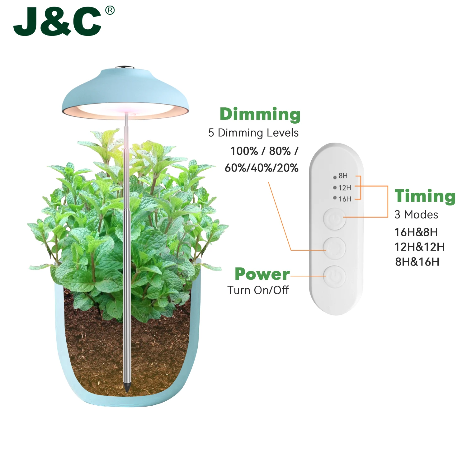 J&C Planter Mate 5W Home and Office Plant Light Indoor Garden Decor Home Grow Kit Blue Best for Potted Plants