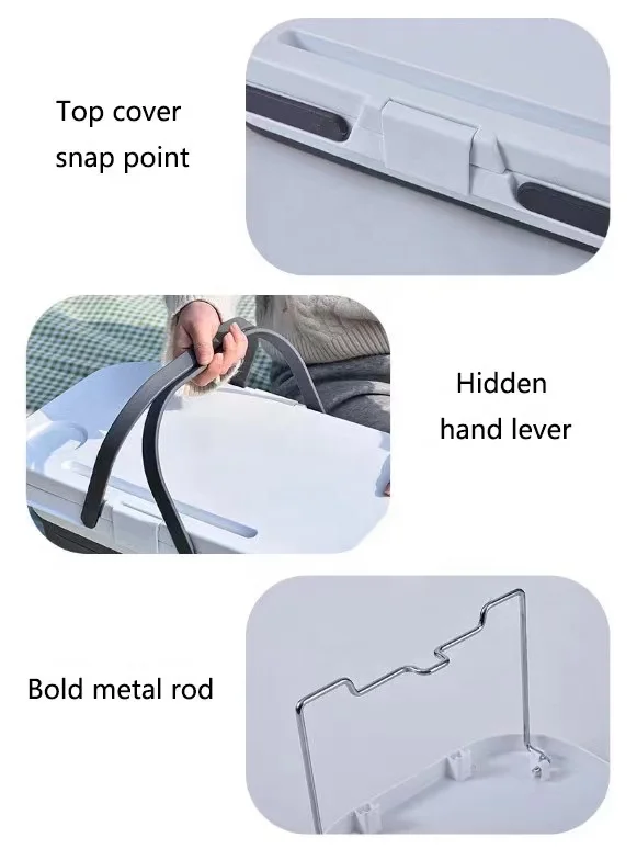 DOD Latest Design Outdoor Picnic Basket Thicken Large Capacity Basket With Cover Folding Picnic Table Storage Box