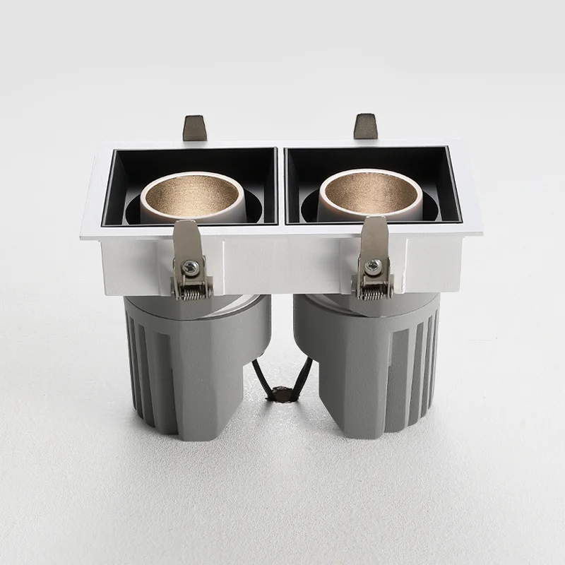 Double Head LED Downlight 2*15W LED Recessed Adjustable Spotlight Square Light Commercial Lighting COB