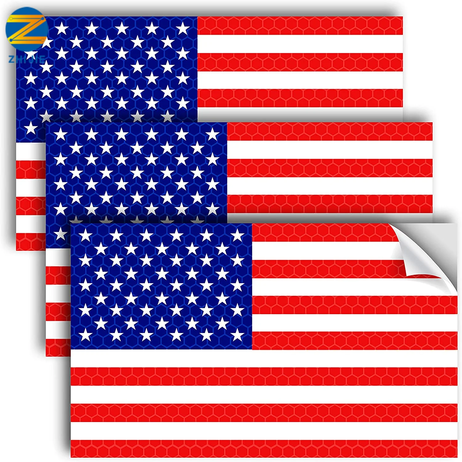 American US Flag Reflective Bumper Sticker 5 X 3 Inch Support US Military Decals Vinyl
