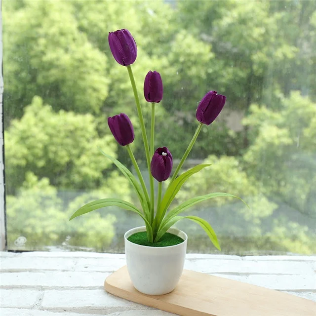 artificial flower lifelike tulips miniature tulips used for interior decoration