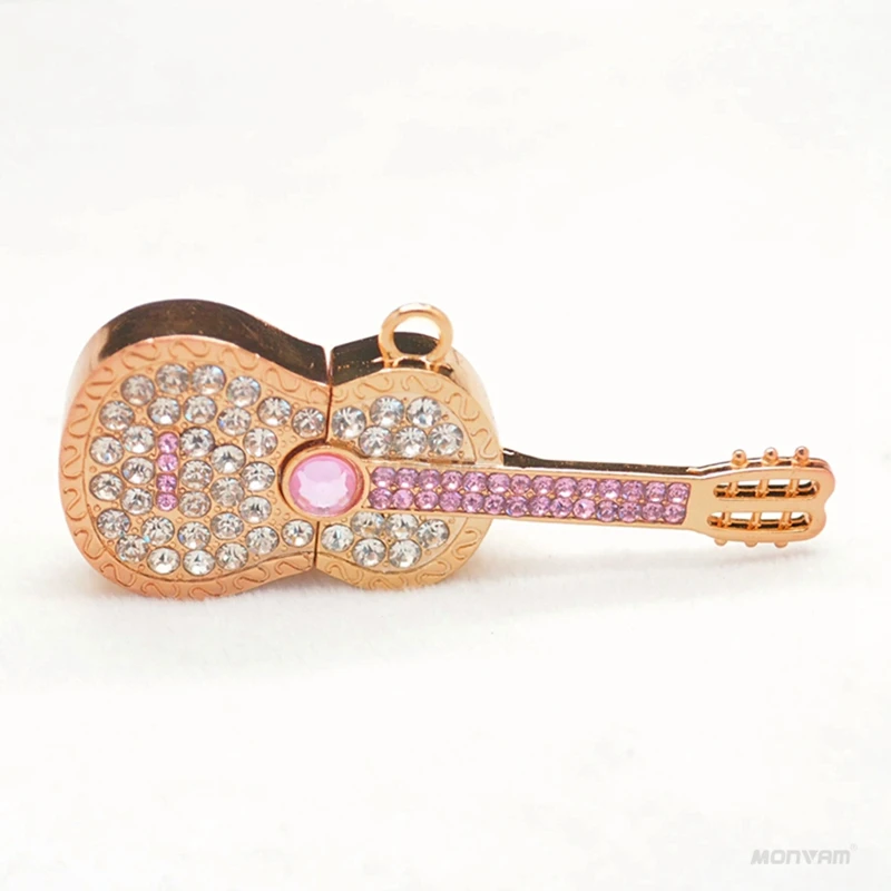 Luxury 4gb 16gb 64gb 128gb Beautiful Pen Drive Guitar Crystal Memory Stick Diamond Jewelry Usb Thumb Gifts Flash Drive