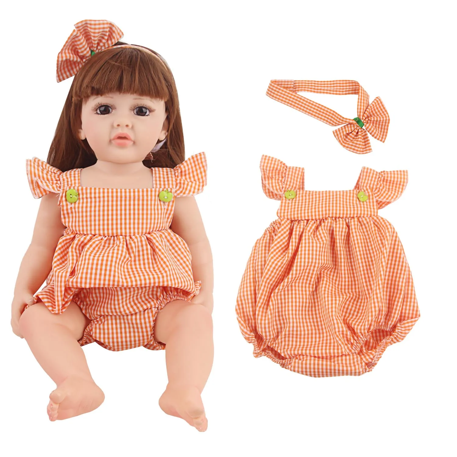 New Baby Toy Doll Clothes Doll Yellow Jumpsuit For 22 inch 55cm Baby Dolls