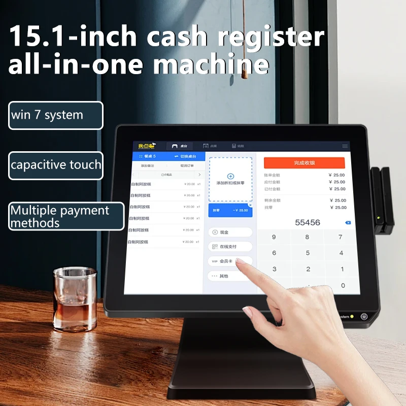 15 inch fold single screen Pos All-in-one Cash Register Capacitive Win 10 Pos Terminal Pos Point Of Sale System For Bakery