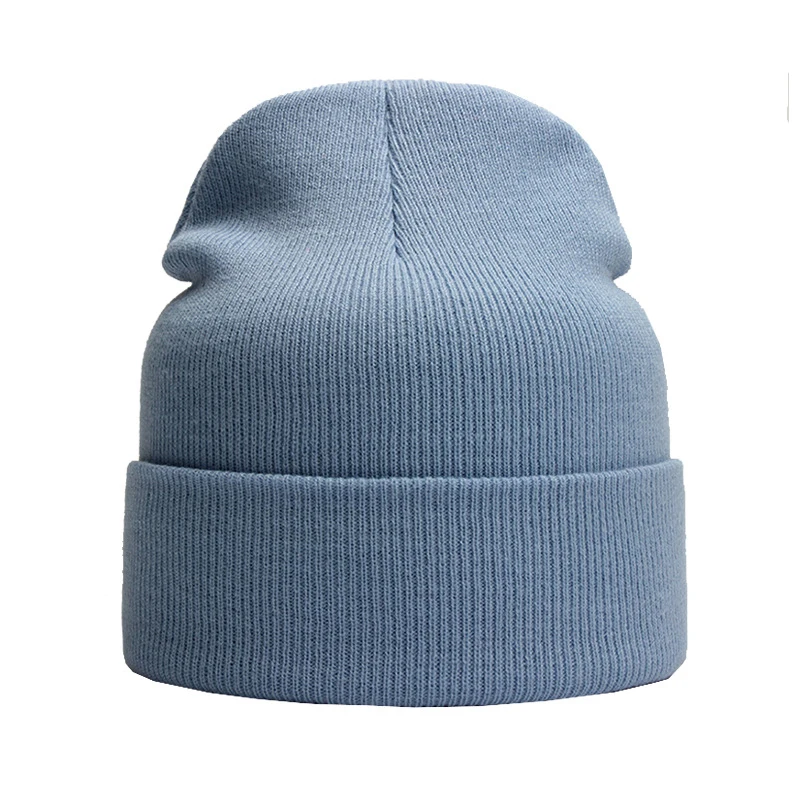 High Quality Winter Plain Dyed Custom Beanie Hat 100% Acrylic Warm Knitted Beanie Custom Logo