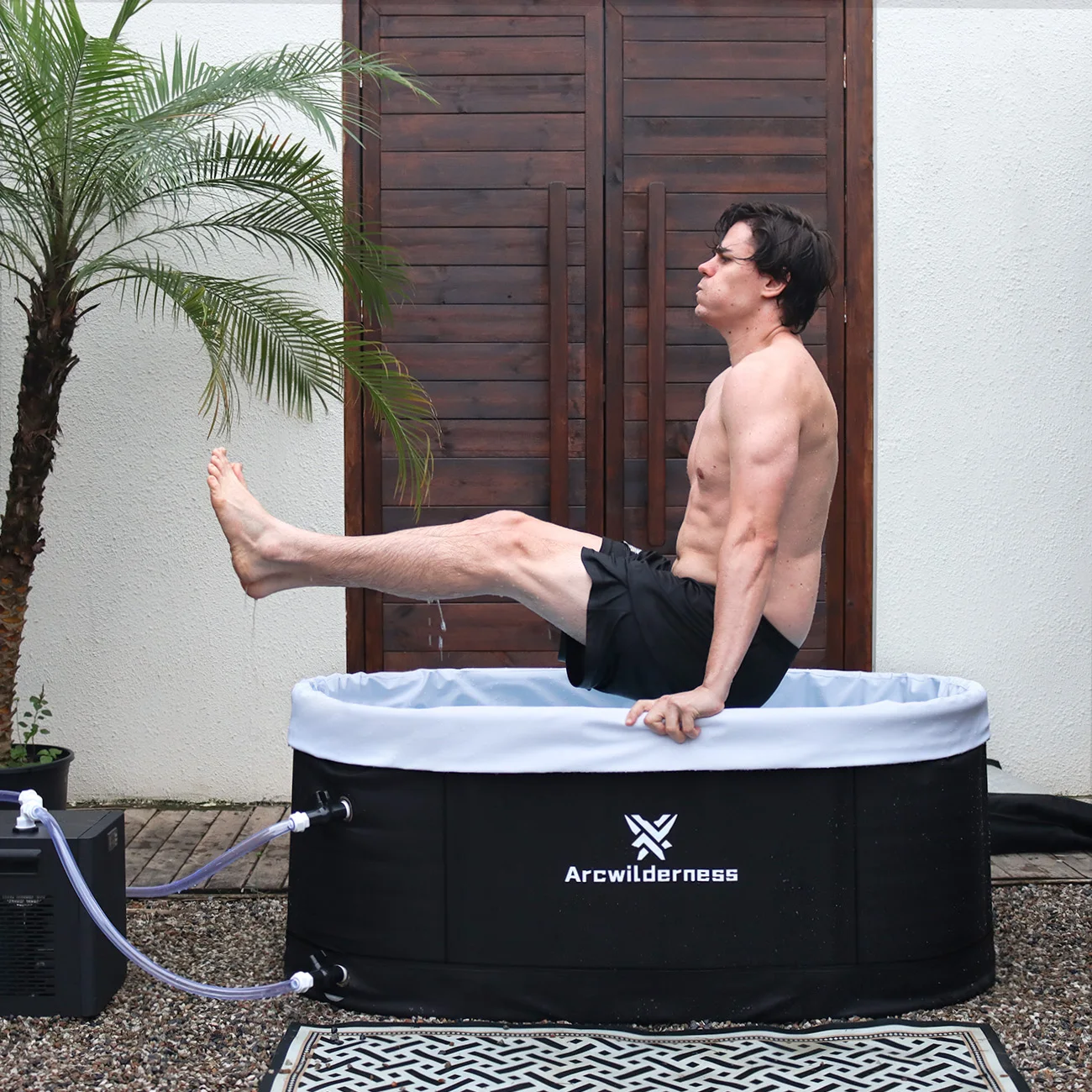 2024 Replaceable Inner Liner Oval Cold Plunge 385L Anti-air Leakage Ice Bath Tub Insulated Ice Pod Portable Foldable Ice Barrel