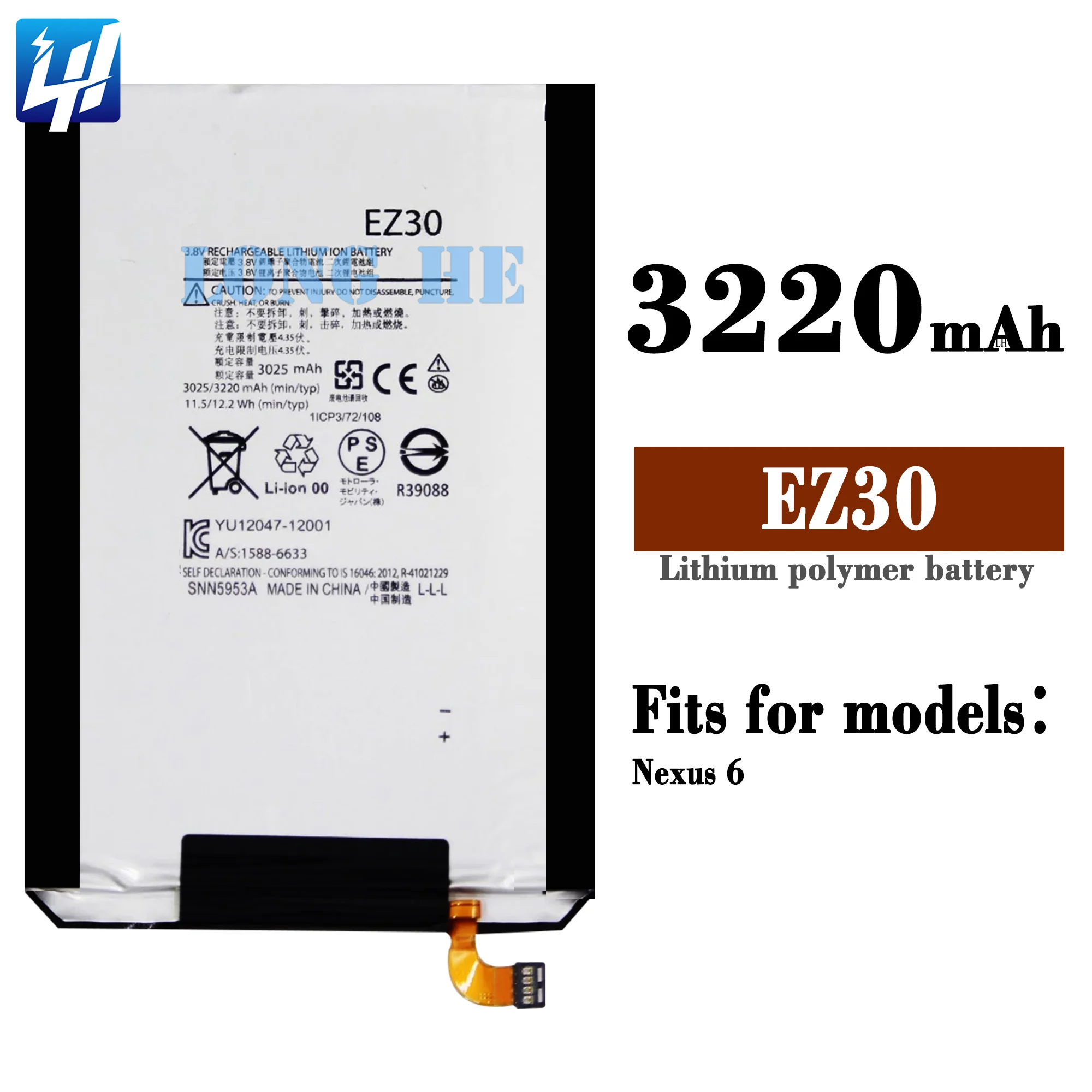 Mobile Battery Factory wholesale EZ30 For Motorola Nexus 6 Moto Cell Phone Battery ez 30 OEM Batteries