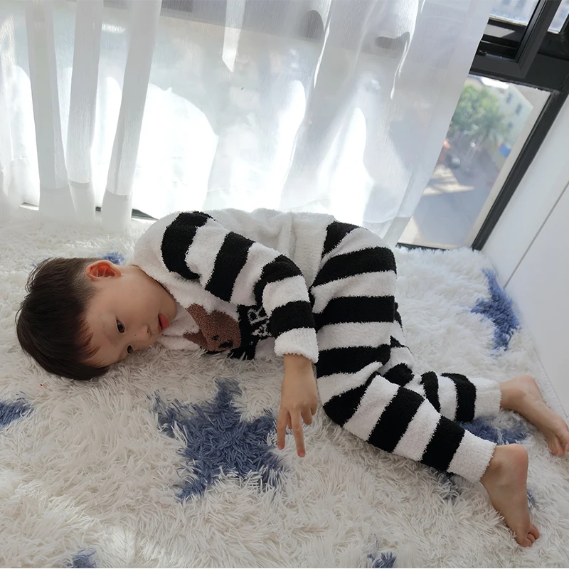 Лидер продаж, детская мягкая Пижама с восковым медведем, костюм для родителей и детей, мультяшная одежда для сна, теплая и удобная Пижама, комплект из двух предметов