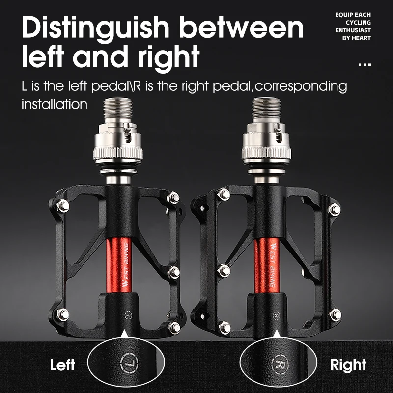 WEST BIKING New Bike Parts 3 Bearing CNC Quick Release Aluminum Alloy Pedal Mtb Road Bicycle Pedals