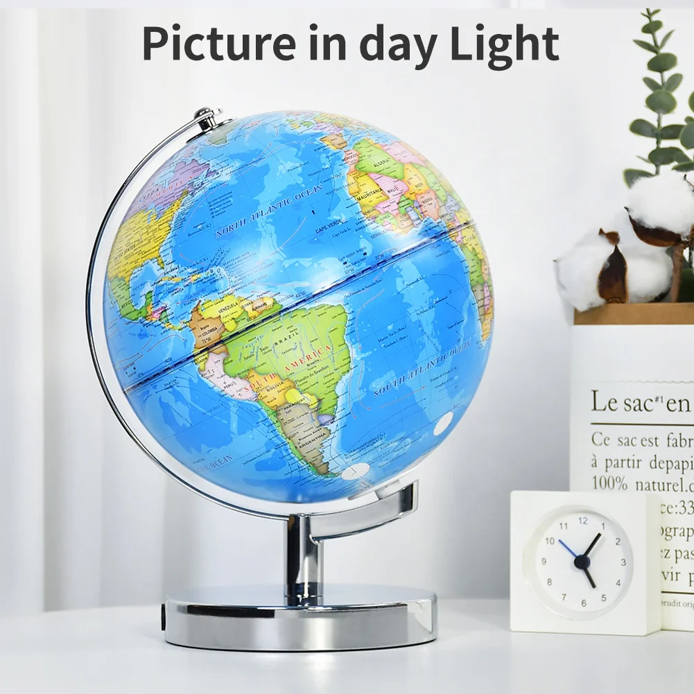 Constellation illuminated 8 inch Spanish PVC rotating education World map Globe light lamp teaching earth globe decor children