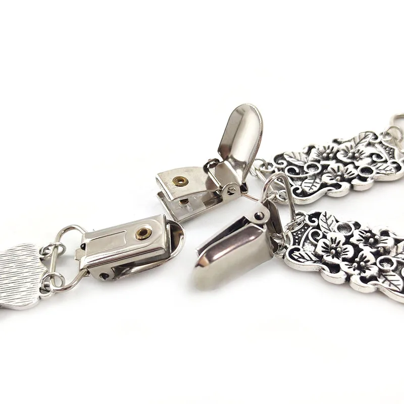 Deepeel KY299 Antique Silver Sweater Cardigan Hook Retro Buttons Decorative Garment Buckle Connection Clips