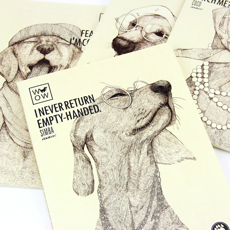Cute dog design series sewing binding notebook student soft cover for diary record