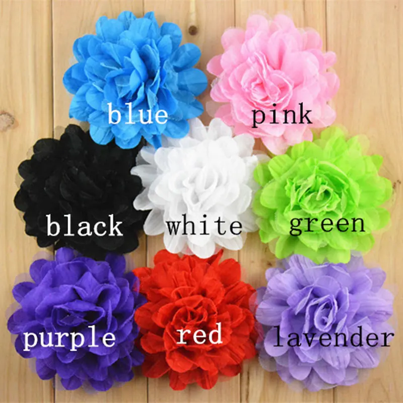 Wholesale 5 inch pleated net gauze chiffon flower can be equipped with hat headband