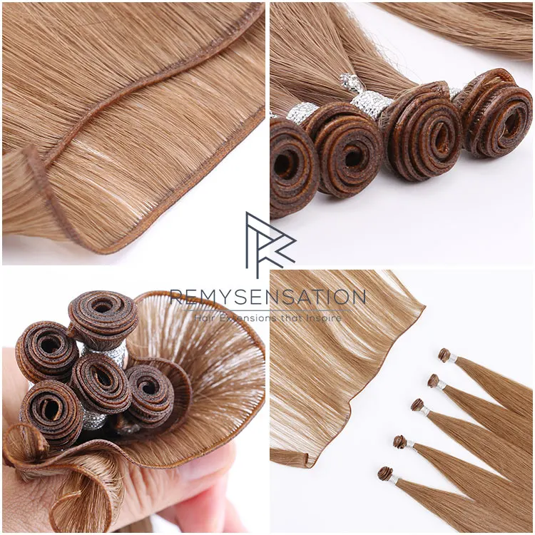 High Quality Ultra Thin Custom Logo Double Drawn Slavic Remy Genius Hair Extensions