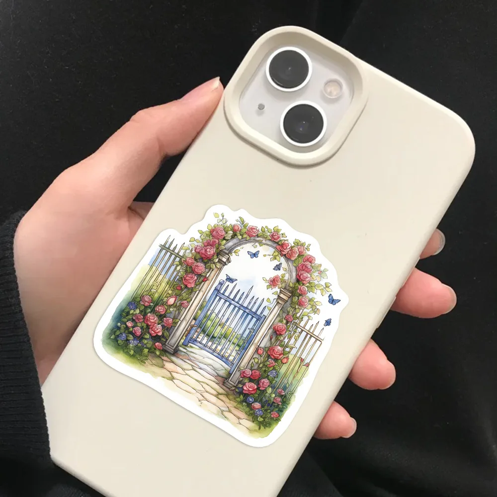 50PCS  Cartoon flower door sticker waterproof cut stickers DIY Decorative  for Laptop iphone netbook