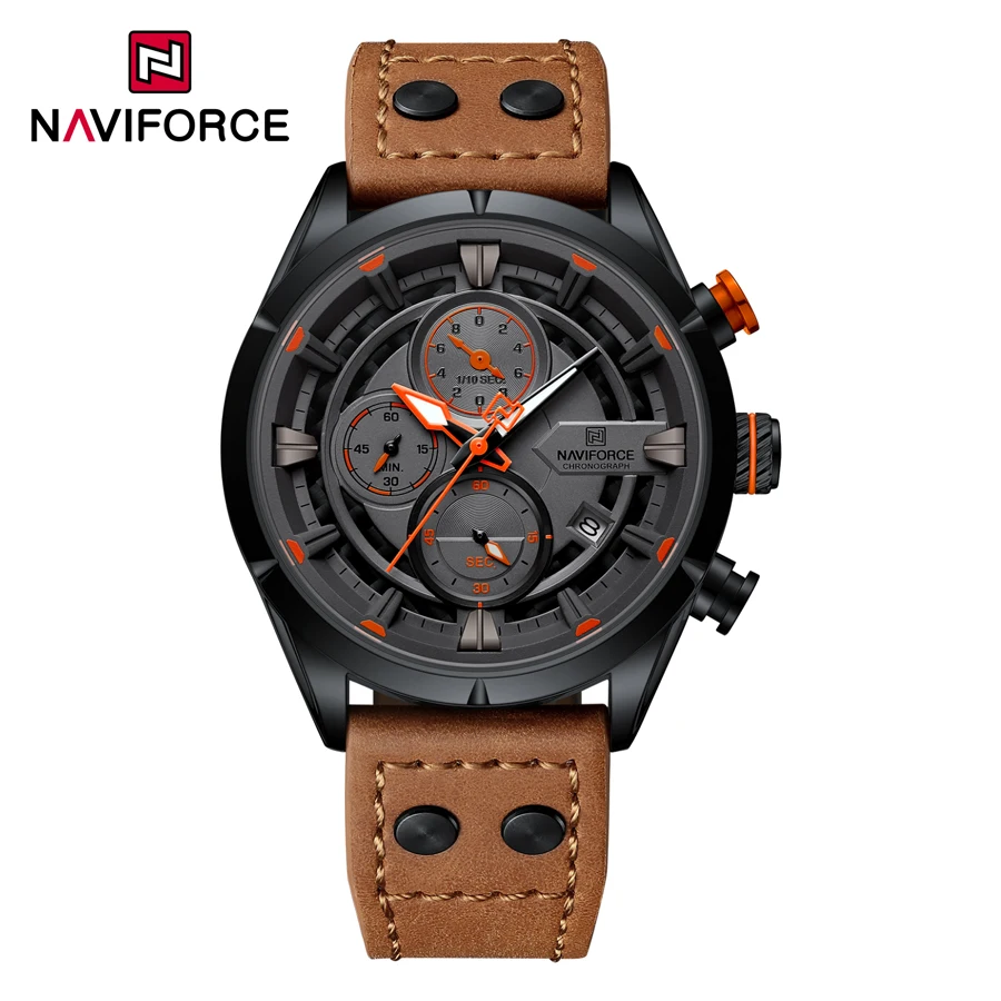 NAVIFORCE 8045 Fashion Luxury Quartz Analog Manufacturer Relojes Hombre Wholesale Business Casual Leather Strap Watch for Men