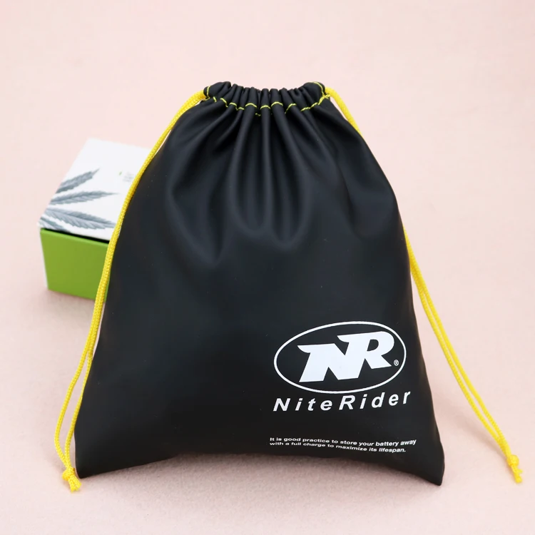 Embossed logo drawstring jewelry gift fashion pu pouch leather bags