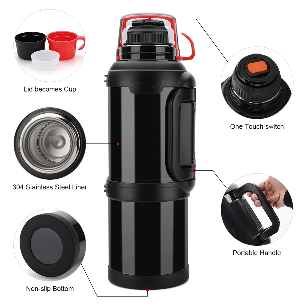 Popular 3600ml & 4000ml Double Wall Travel Pot Stainless Steel Vacuum Insulated Thermos Flask for Water Thermal Feature