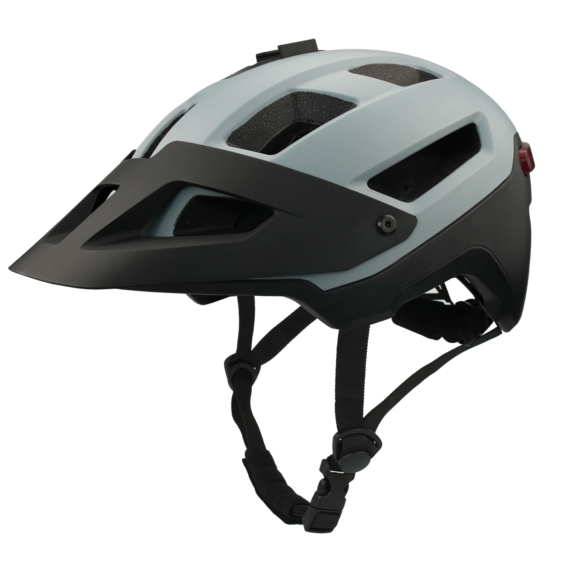 OEM In-mold lightweight safety helmets mtb mountain bike cycling helmet with detachable sun visor and  rear light customizable