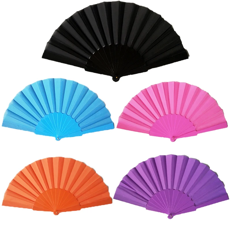 Hot Selling 23cm *42 cm Portable Folding Fan Plastic Hand Fan Custom Printed