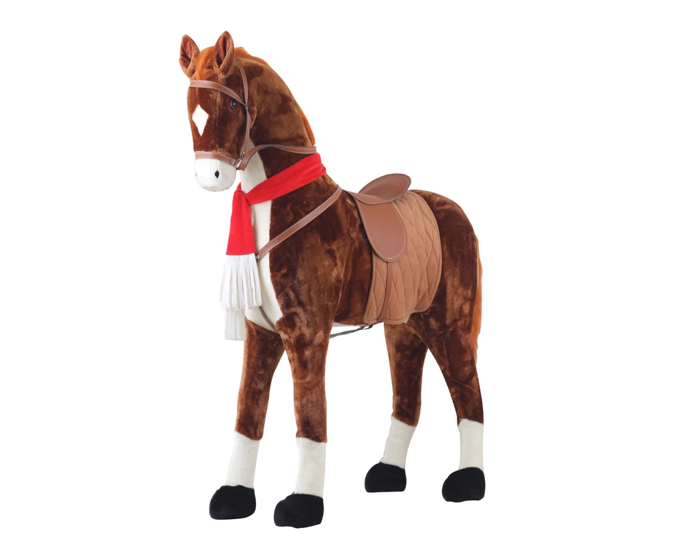70cm beautiful customized stuffed plush standing horse doll toy with colorful knitted windbreak&hood,slacks,sports shoes