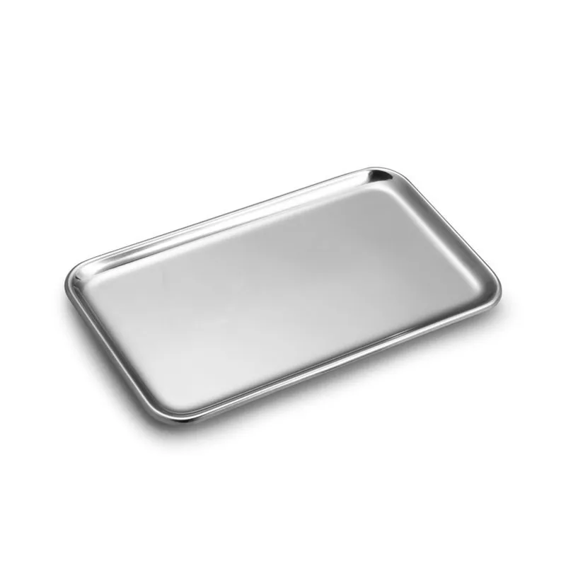 Small Rectangle Stainless Steel Vanity Tray Organized Bathroom Makeup and Cosmetic Storage Tray for Jewelry and Dish Plates