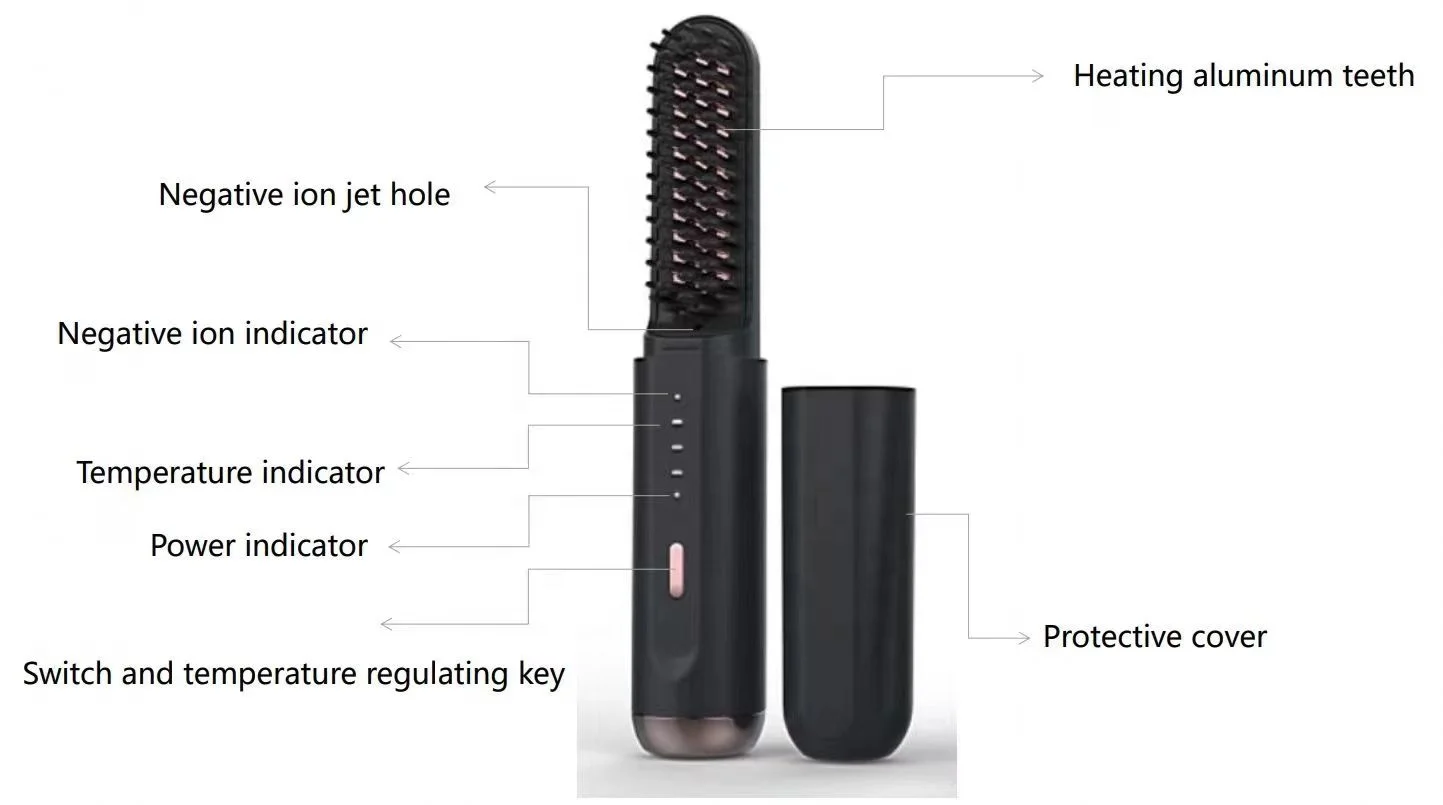 2 in 1 Wireless Hair Straightening Comb USB Rechargeable  Hair Straightener Men Beard Portable Mini Hair Flat Iron