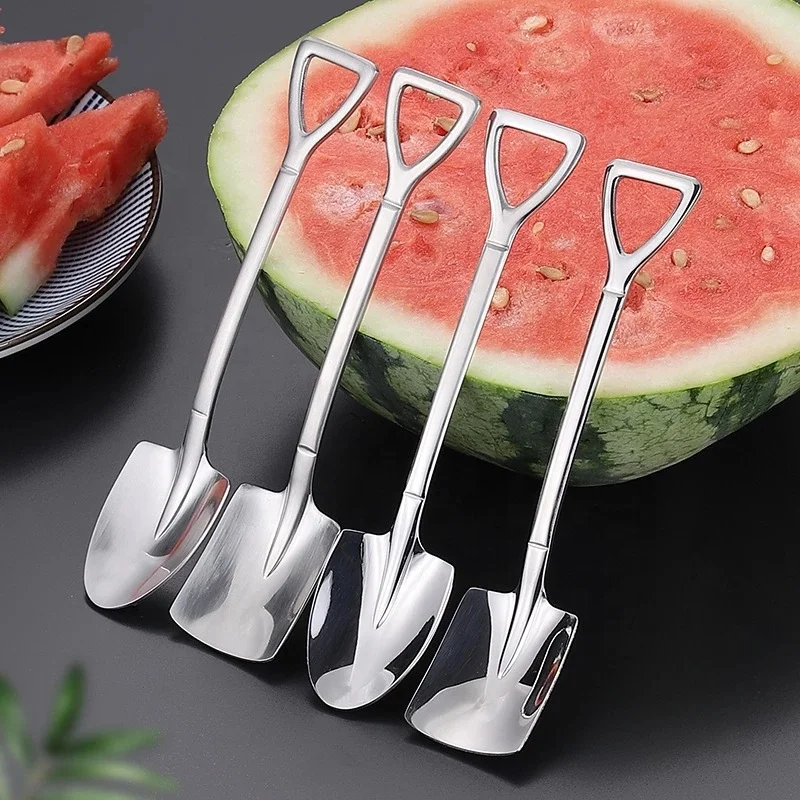 2021 Stainless steel shovel coffee spoon set spoon shovel teaspoon ice cream dessert spoon kitchen accessories tableware set