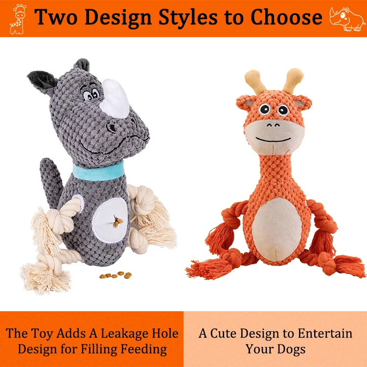 Famicheer Cheap Cute Animal Shape Dog Plush Stuffed Chew Toy With Squeaker