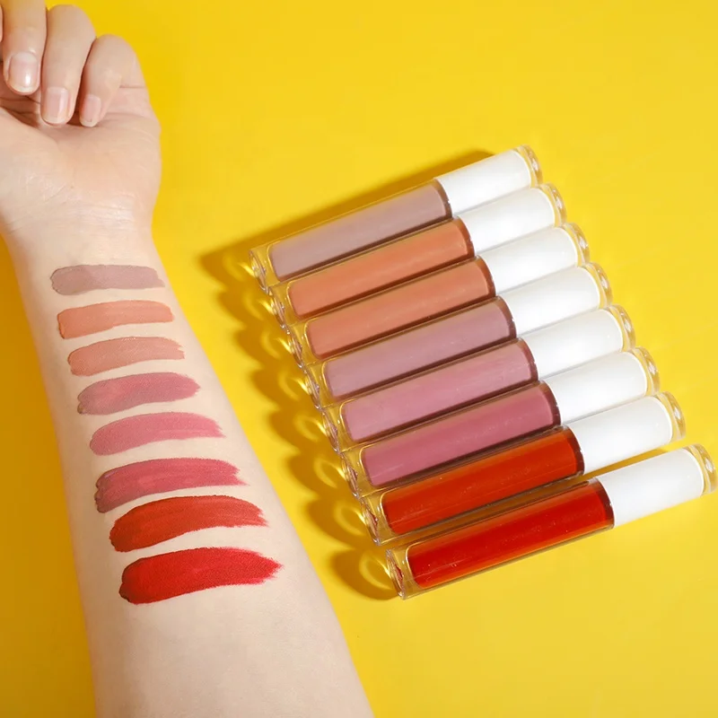 lip painting vegan cosmetics clear tube lipgloss, matte velvet nude liquid lipstick private label lip gloss