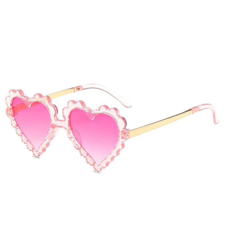 2022 heart sunglasses kids  Classic Metal Boys and Girls Cute Baby Cartoons Sun Glasses  Uv400