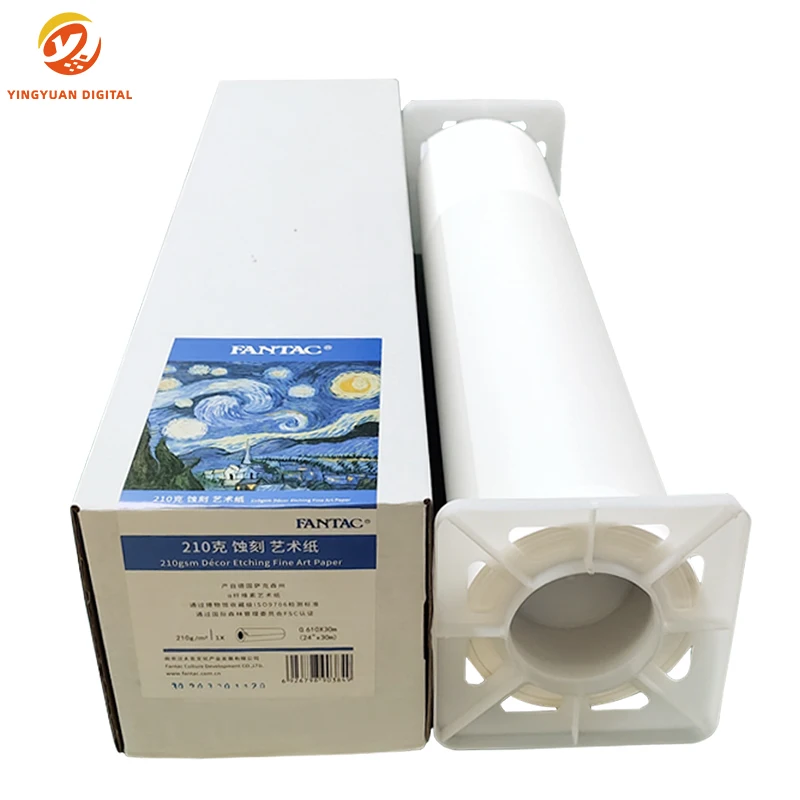 210gsm Acid-free Museum grade photo print media etching matte Digital inkjet fine art paper roll for Epson Canon