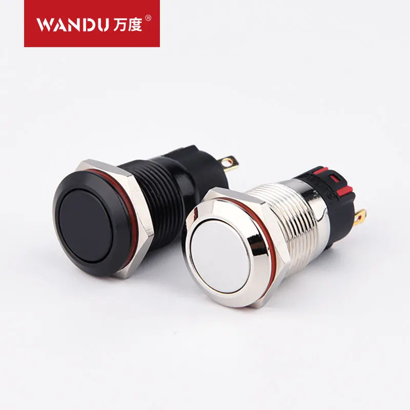 19MM Aluminum Oxide Black Waterproof button no lamp Metal Push Button Switch