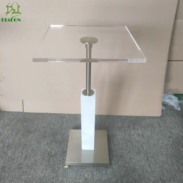 Modern marble coffee table luxury square clear acrylic console table for home decor