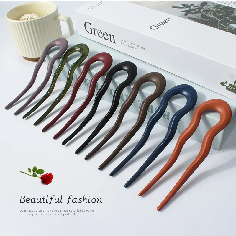 Factory Directly Selling U-Shaped Hair Stick 13cm PC Plastic Matte Styling Hairpins Hair Accessories For Women