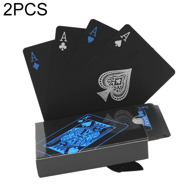 Dropshipping 2 Set Plastic PVC Poker Cards Waterproof Black Playing Cards Creative Gift Durable Poker