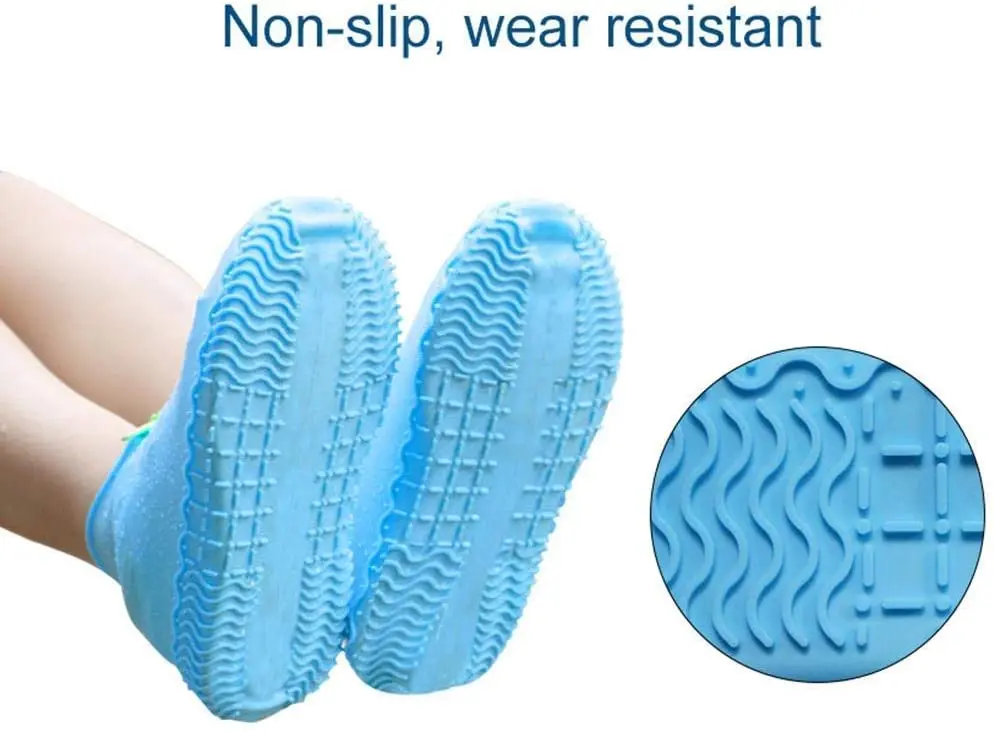 2022 M L XL Upgrade Silicone Waterproof Shoe Covers with Zipper Resistant Rain Boots Non-Slip Washable Protection for Women Men