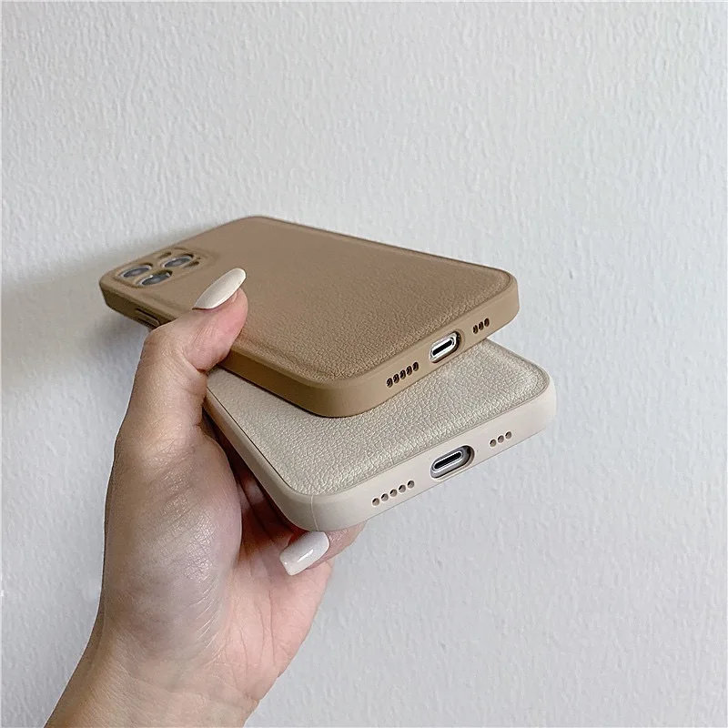 2022 New Fashion Simple Style PU Thin Soft Leather Unisex Full Cover Phone Case for iPhone 14 13 12 11 Pro Max XR X XS 7 8 Plus