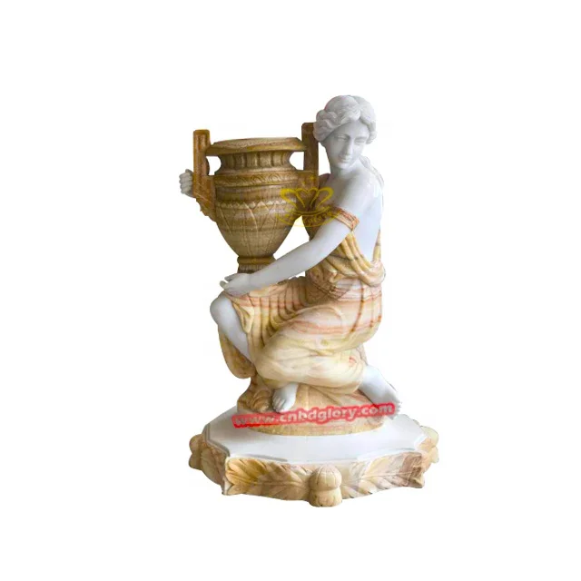 Outdoor Street Landscape Design garden Public decoration art sculpture Marble boy statue stone Flower Pot