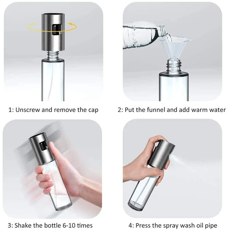 Oil Sprayer Bottle 100 ml Vinegar Sprayer Dispenser Glass Olive Oil Bottle with Cleaning Brush for Cooking Salad BBQ