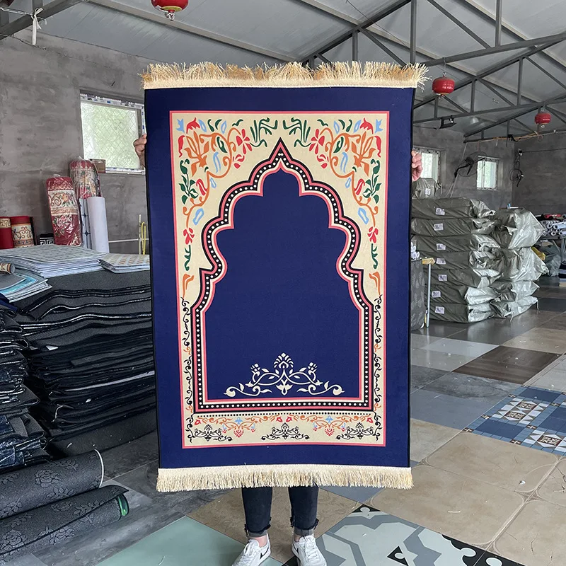 Libosa Household Arabic prayer mat printed crystal velvet carpet living room non-slip prayer worship blanket