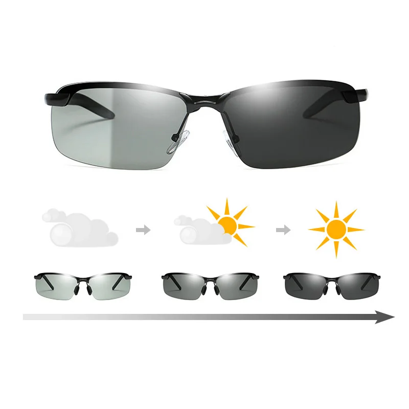 Lunettes photochromique en titane anti-glare polarized color change photochromic sun glasses sunglasses